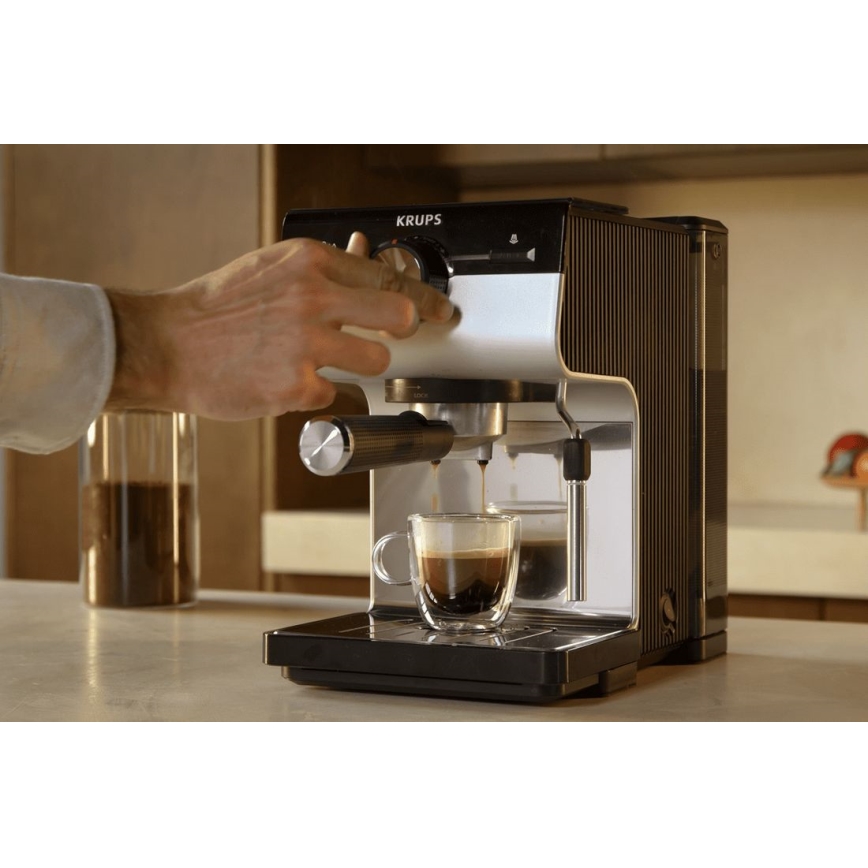 Krups - Macchina da caffè a leva per two tazze AUTHENTIC 1450W/230V grigio