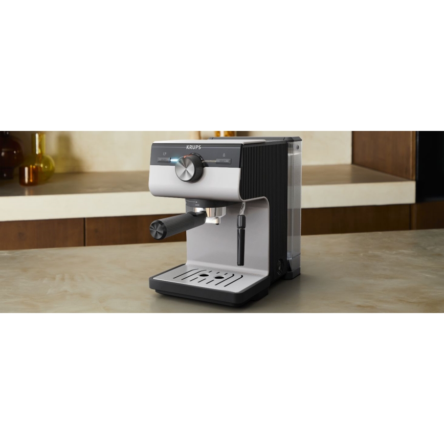 Krups - Macchina da caffè a leva per two tazze AUTHENTIC 1450W/230V grigio