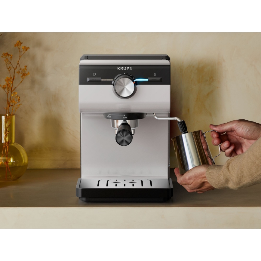 Krups - Macchina da caffè a leva per two tazze AUTHENTIC 1450W/230V grigio