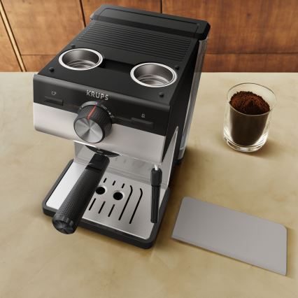Krups - Macchina da caffè a leva per two tazze AUTHENTIC 1450W/230V grigio