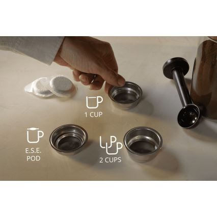 Krups - Macchina da caffè a leva per two tazze AUTHENTIC 1450W/230V grigio