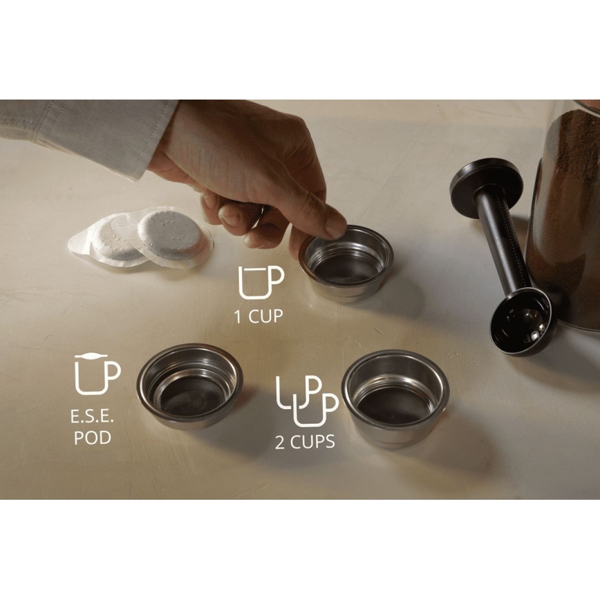 Krups - Macchina da caffè a leva per two tazze AUTHENTIC 1450W/230V grigio