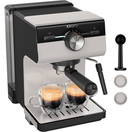 Krups - Macchina da caffè a leva per two tazze AUTHENTIC 1450W/230V grigio