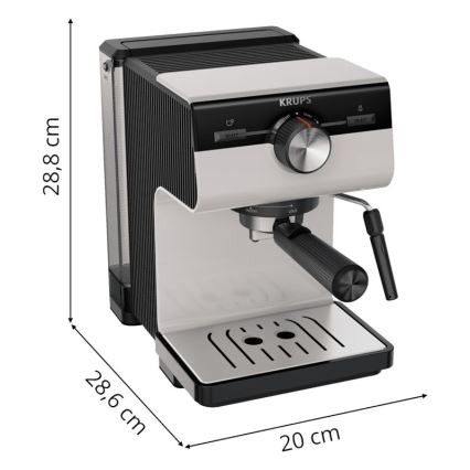 Krups - Macchina da caffè a leva per two tazze AUTHENTIC 1450W/230V grigio