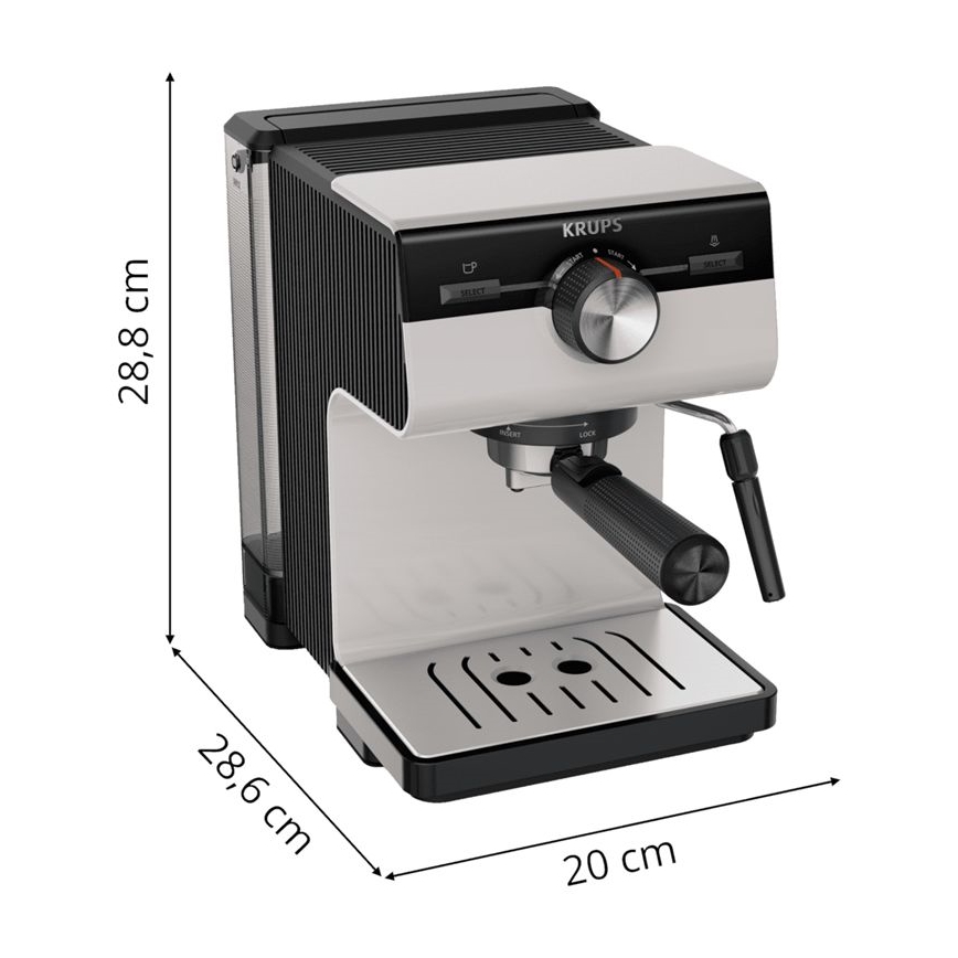 Krups - Macchina da caffè a leva per two tazze AUTHENTIC 1450W/230V grigio