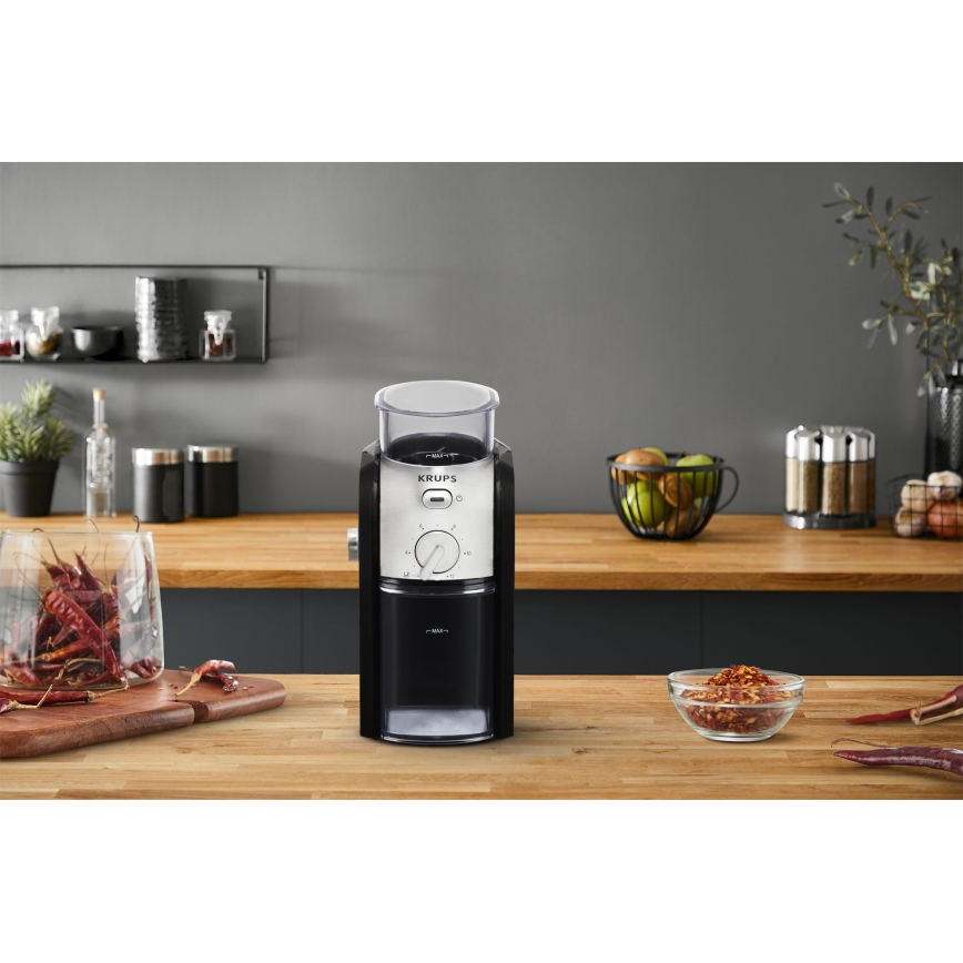 Krups - Macinacaffè elettrico in grani 110W/230V acciaio inossidabile/nero