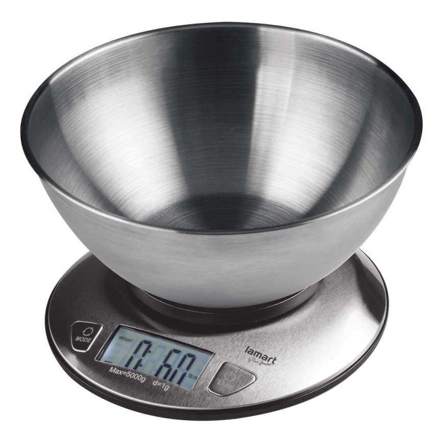Lamart - Bilancia da cucina digitale con display LCD e ciotola 2xAAA acciaio inossidabile