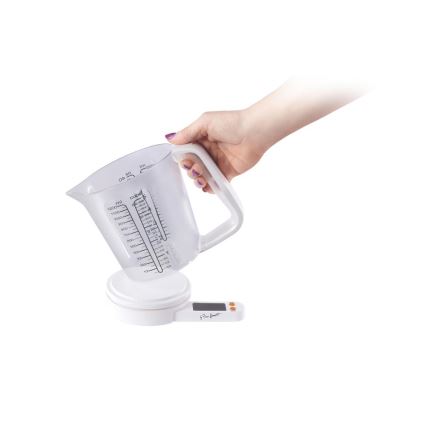 Lamart - Bilancia da cucina digitale con misurino, 2x AAA, bianca