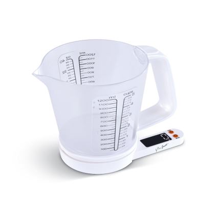 Lamart - Bilancia da cucina digitale con misurino, 2x AAA, bianca