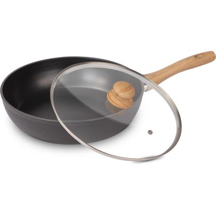 Lamart - Padella con coperchio 28 cm nera/marrone