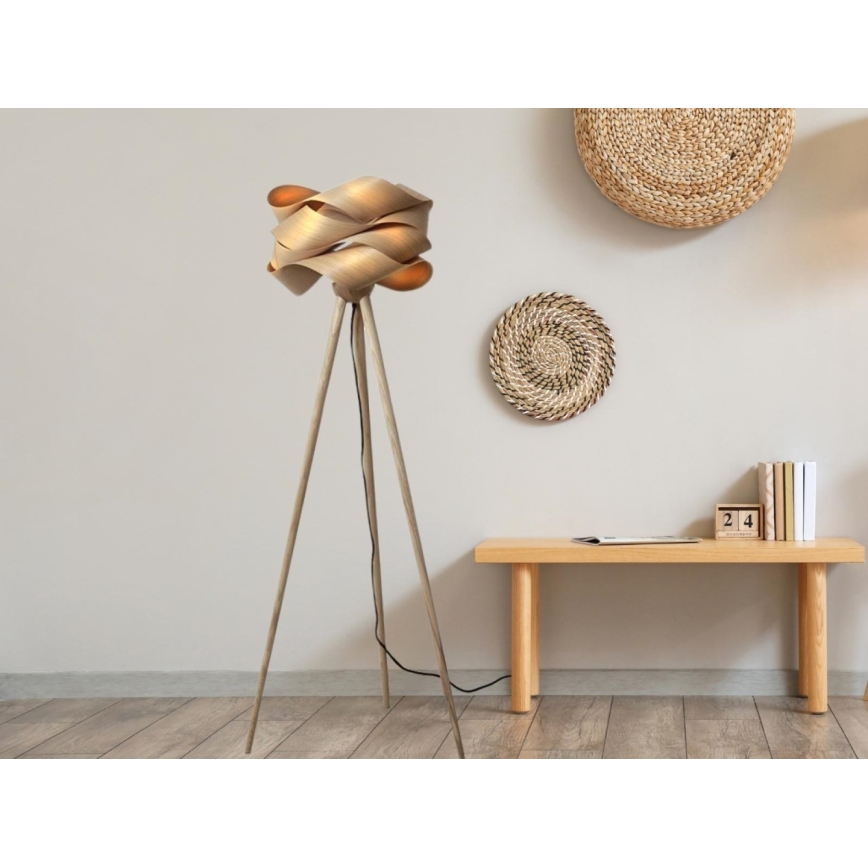 Lampada a piantana in legno 1xE27/60W/230V massello/impiallacciatura/frassino