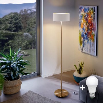 Lampada a piantana LED TUNJA 1xE27/20W/230V Ø 30 cm dorata/bianca