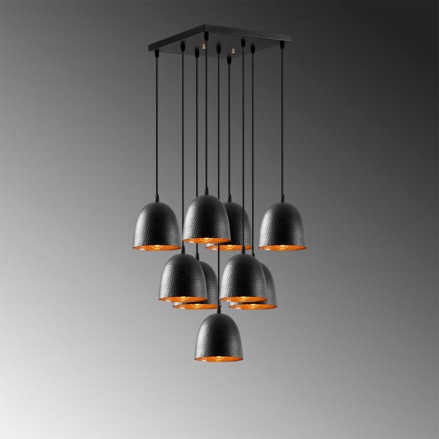 Lampada a soffitto TATTOO 9xE27/40W/230V nera