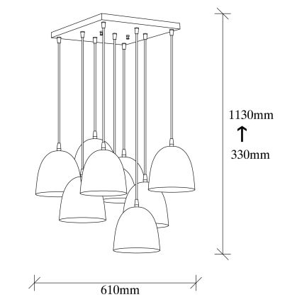 Lampada a soffitto TATTOO 9xE27/40W/230V nera