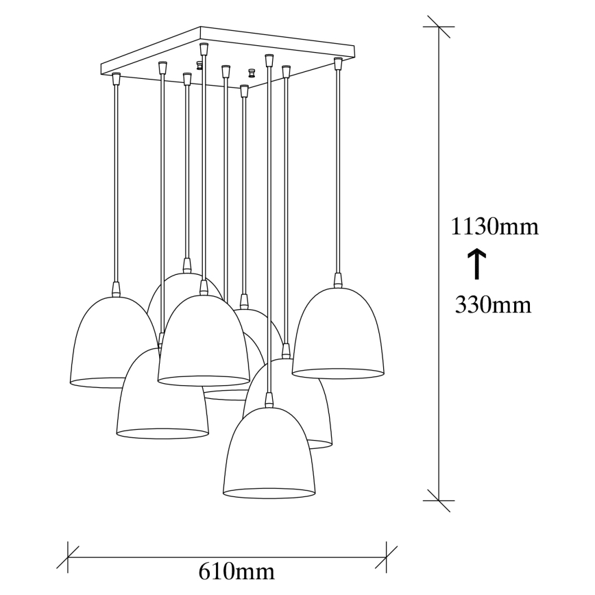 Lampada a soffitto TATTOO 9xE27/40W/230V nera