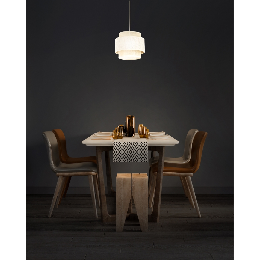 Lampada a sospensione a cavo BOHO 1xE27/60W/230V Ø 20 cm crema/iuta