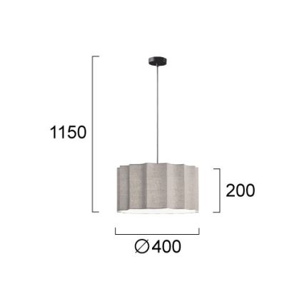 Lampada a sospensione a cavo WAVY 1xE27/14W/230V grigio