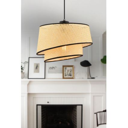 Lampada a sospensione BARETTE 1xE27/60W/230V beige/nera