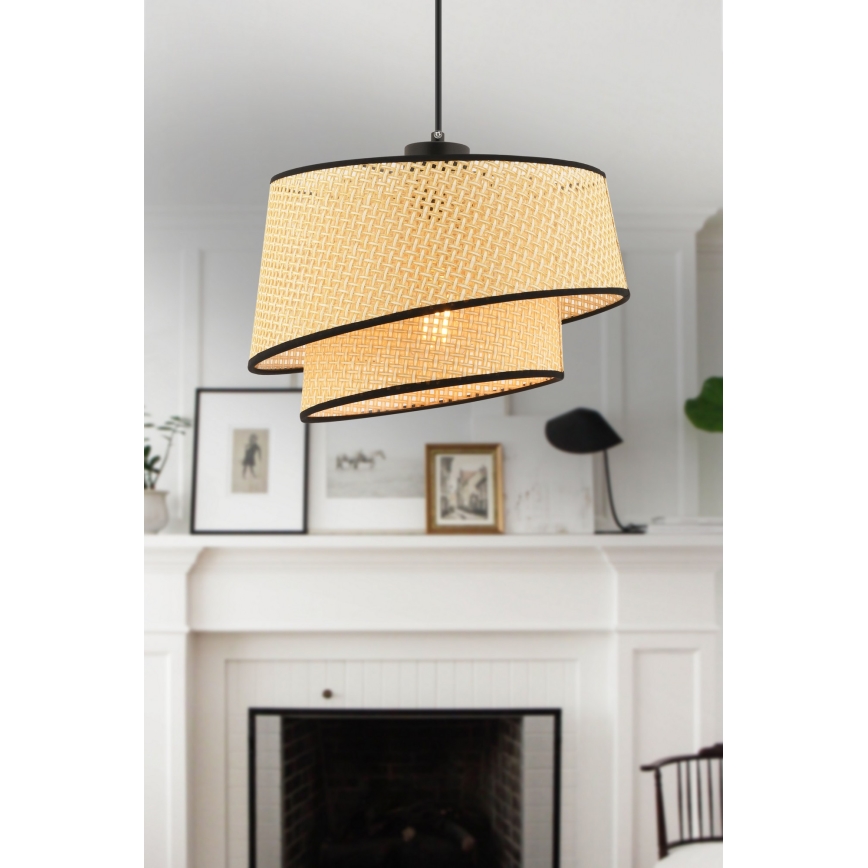 Lampada a sospensione BARETTE 1xE27/60W/230V beige/nera