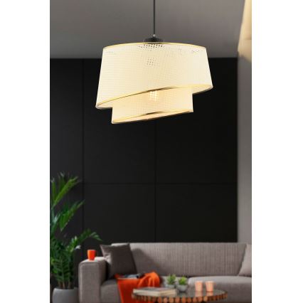 Lampada a sospensione BARETTE 1xE27/60W/230V crema/oro