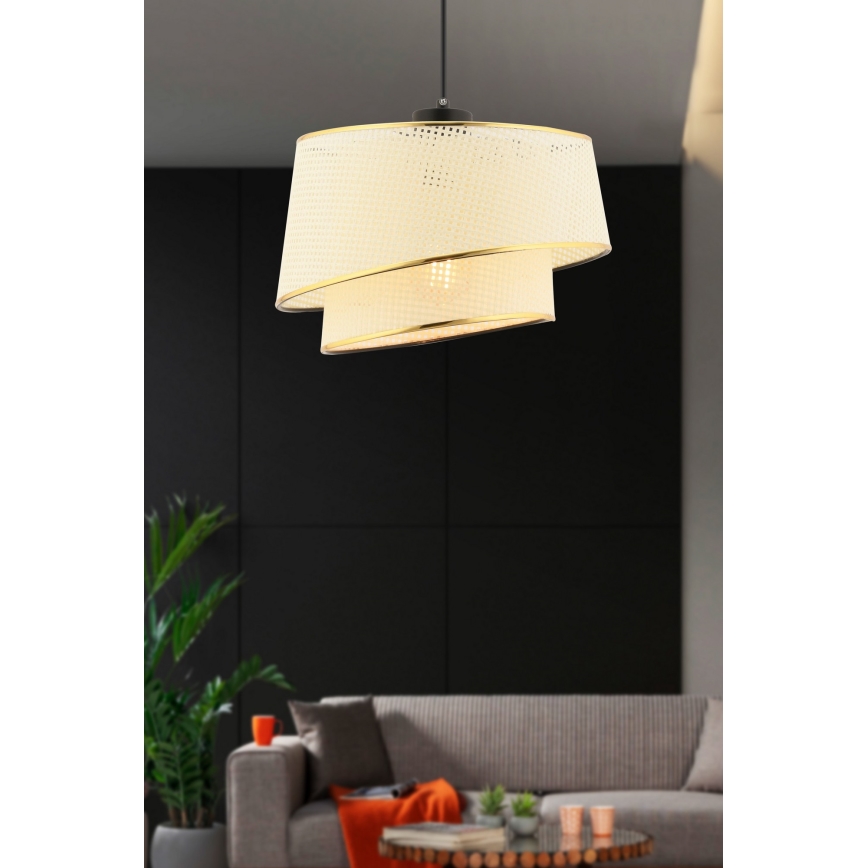Lampada a sospensione BARETTE 1xE27/60W/230V crema/oro