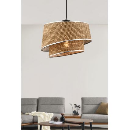 Lampada a sospensione BARETTE 1xE27/60W/230V marrone/cromato lucido