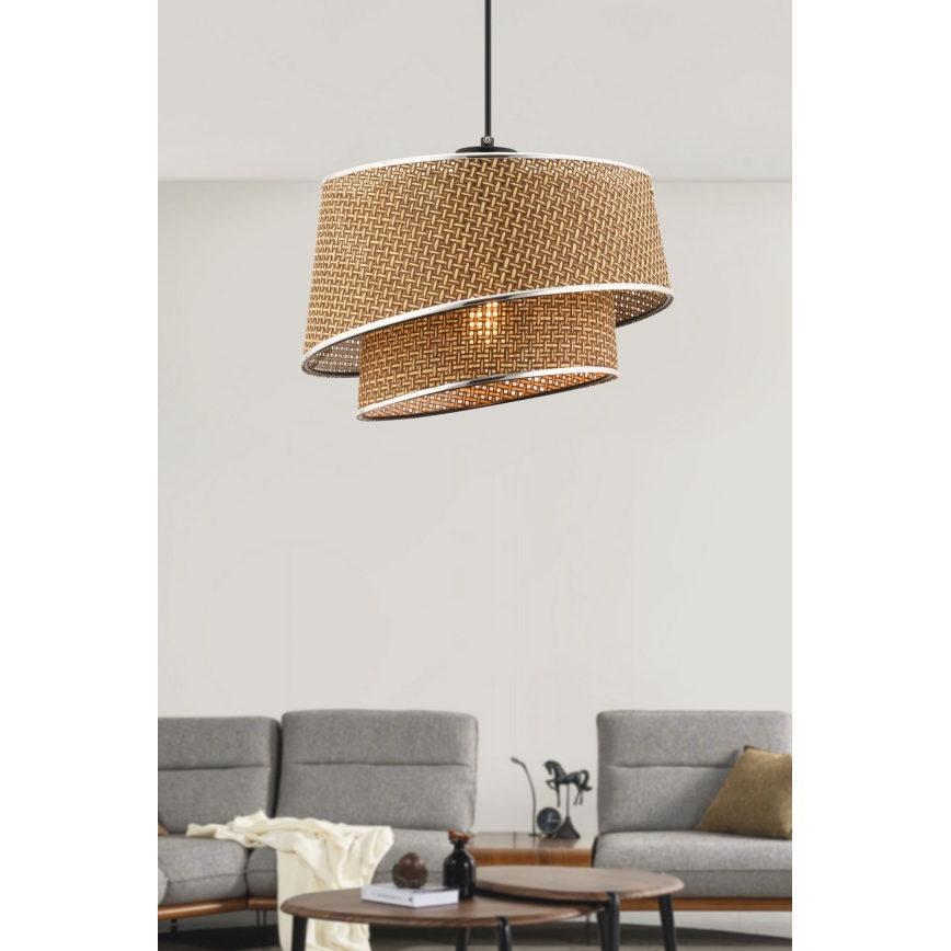 Lampada a sospensione BARETTE 1xE27/60W/230V marrone/cromato lucido