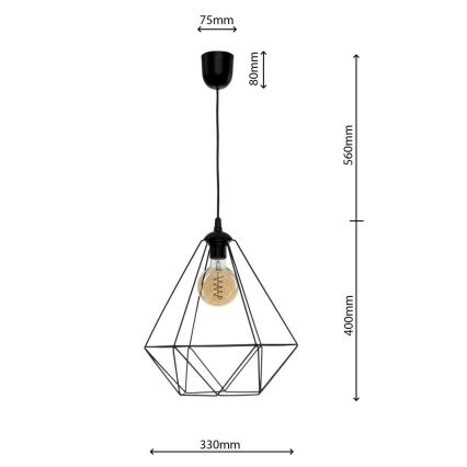 Lampada a sospensione BASKET 1xE27/60W/230V nero