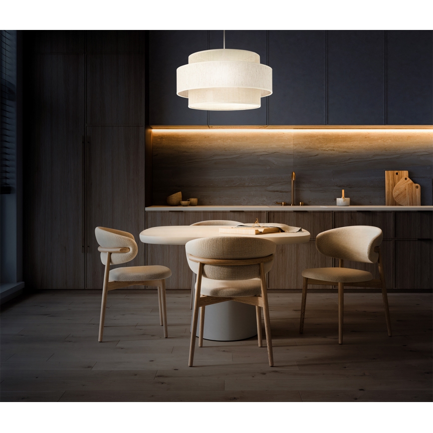 Lampada a sospensione BOHO con cavo 1xE27/60W/230V Ø 40 cm crema/iuta