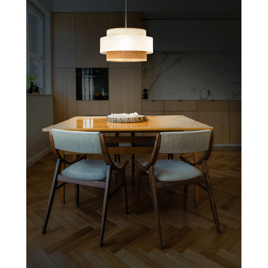 Lampada a sospensione BOHO su cavo 1xE27/60W/230V Ø 40 cm bianco/iuta