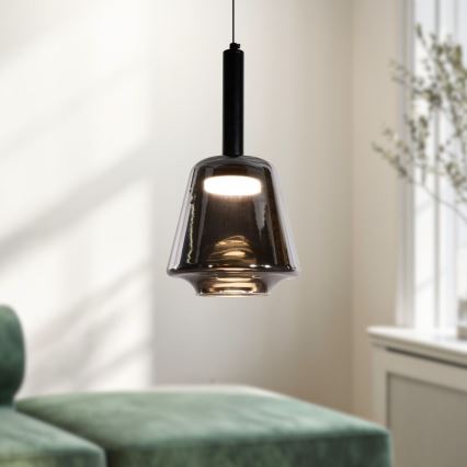 Lampada a sospensione BUENO 1xGX53/9W/230V diam. 18 cm nero fumé