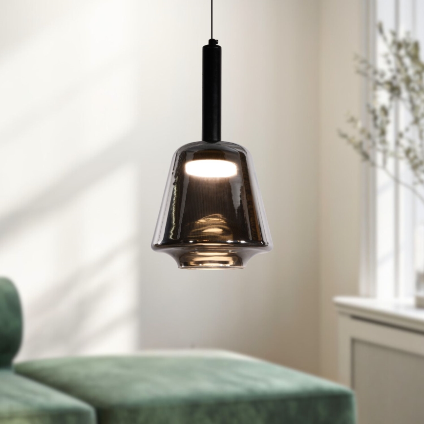 Lampada a sospensione BUENO 1xGX53/9W/230V diam. 18 cm nero fumé