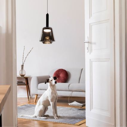 Lampada a sospensione BUENO 1xGX53/9W/230V diam. 18 cm nero fumé