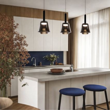 Lampada a sospensione BUENO 1xGX53/9W/230V diam. 18 cm nero fumé