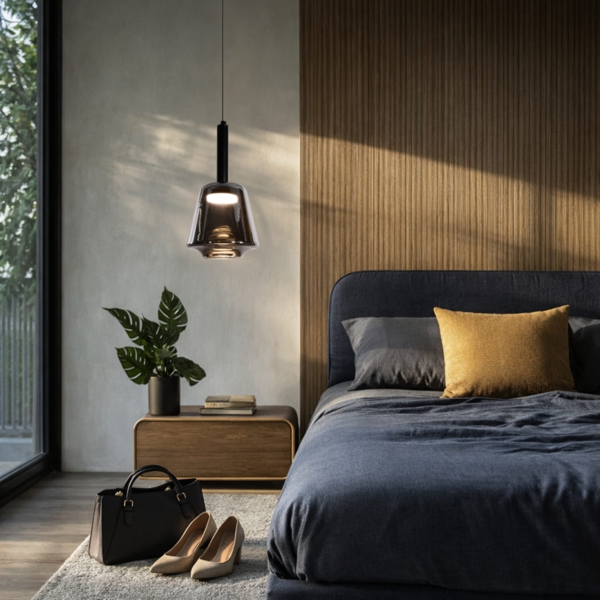 Lampada a sospensione BUENO 1xGX53/9W/230V diam. 18 cm nero fumé