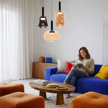 Lampada a sospensione BUENO 1xGX53/9W/230V diam. 18 cm nero fumé