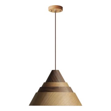 Lampada a sospensione con cavo, 1xE27/60W/230V, Ø 33 cm, legno massello/rovere/noce/legno di caucciù
