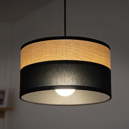 Lampada a sospensione con cavo ALBA 1xE27/15W/230V diam. 25 cm nero/marrone