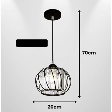 Lampada a sospensione con cavo BELLA 1xE27/40W/230V nera