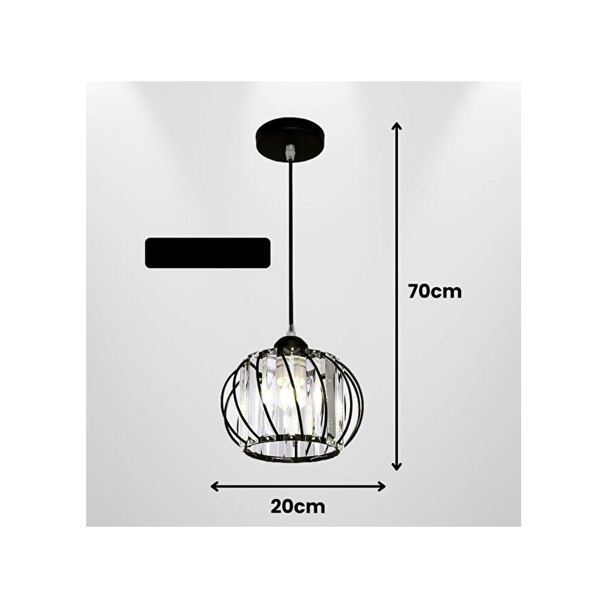 Lampada a sospensione con cavo BELLA 1xE27/40W/230V nera