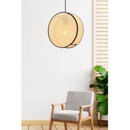 Lampada a sospensione con cavo BIG DRUM 1xE27/60W/230V beige/nero