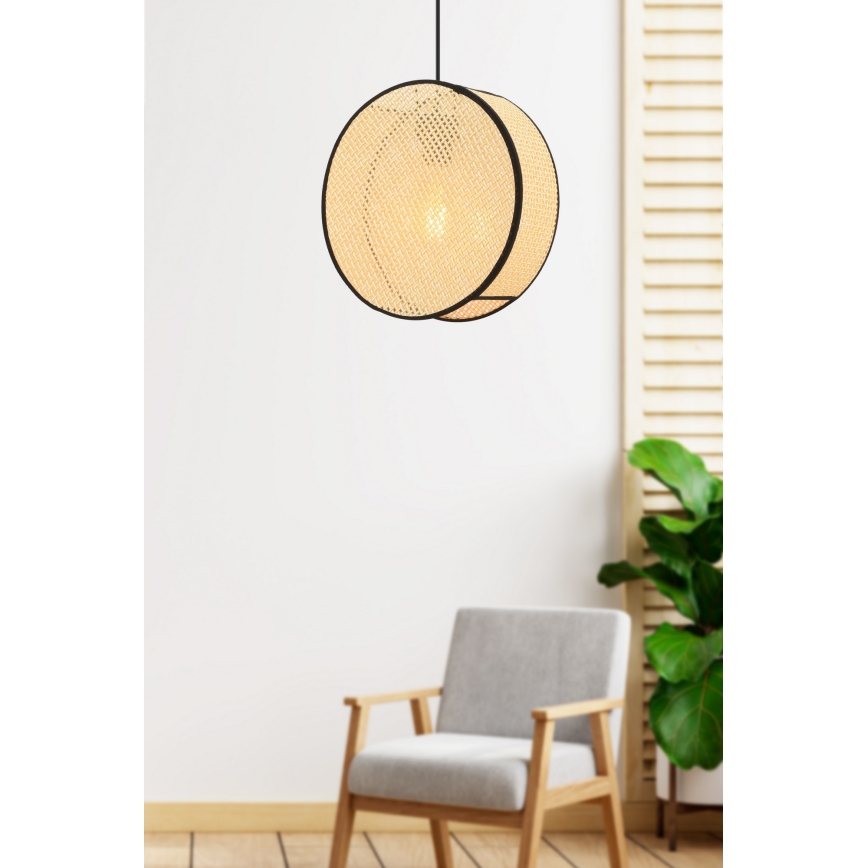 Lampada a sospensione con cavo BIG DRUM 1xE27/60W/230V beige/nero