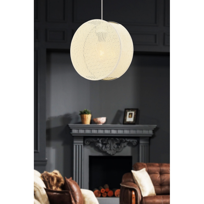 Lampada a sospensione con cavo BIG DRUM 1xE27/60W/230V color crema