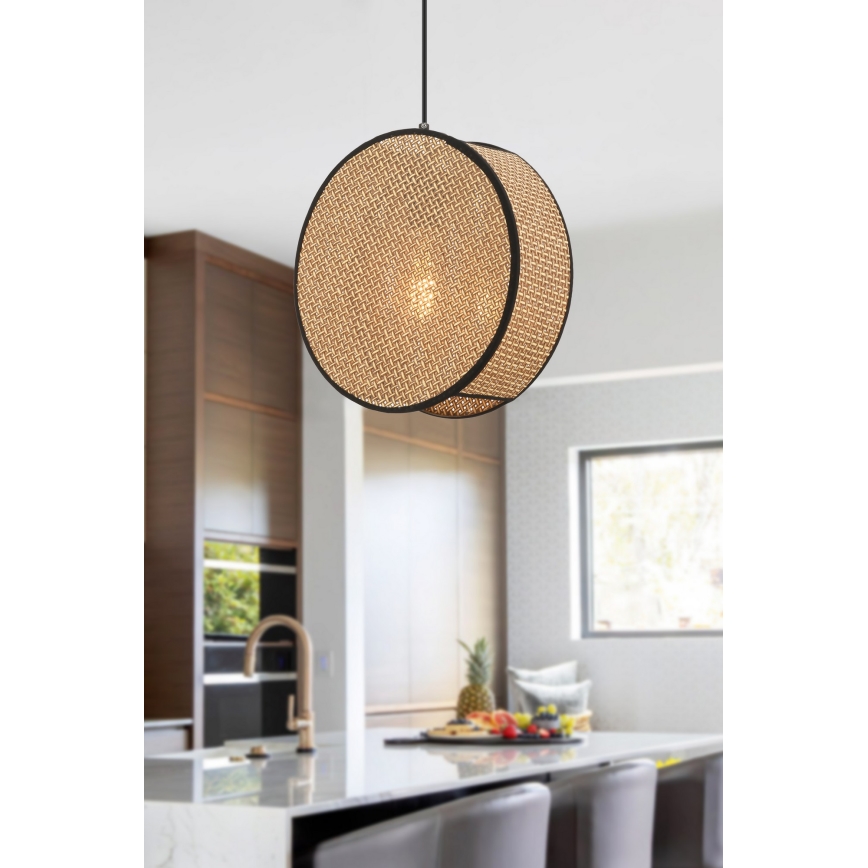 Lampada a sospensione con cavo BIG DRUM 1xE27/60W/230V marrone/nero