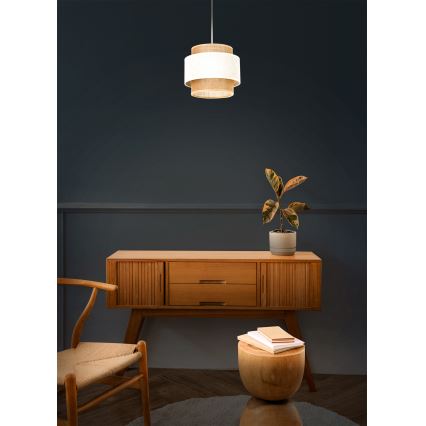 Lampada a sospensione con cavo BOHO 1xE27/60W/230V Ø 20 cm crema/iuta
