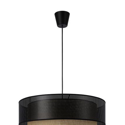 Lampada a sospensione con cavo BORHO 1xE27/60W/230V nero/iuta