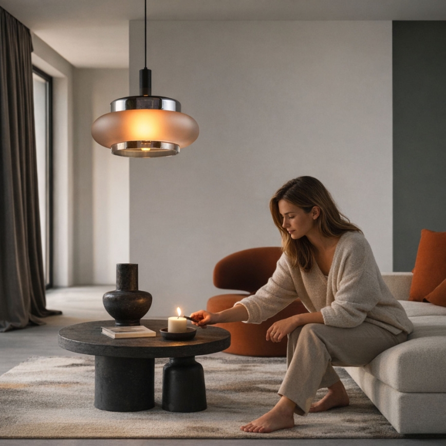 Lampada a sospensione con cavo BRIZI 1xE27/40W/230V grigio/fumé