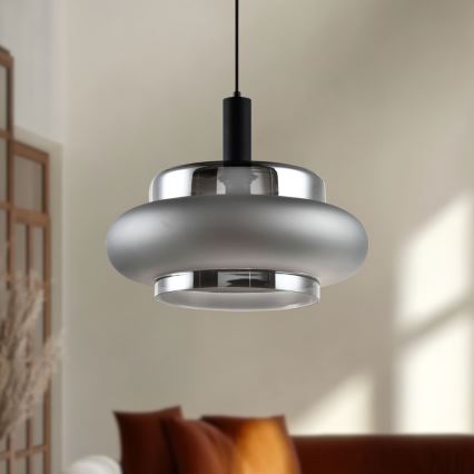 Lampada a sospensione con cavo BRIZI 1xE27/40W/230V grigio/fumé