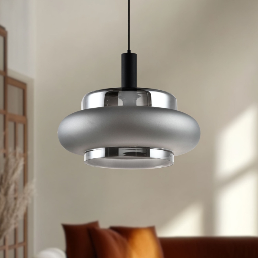 Lampada a sospensione con cavo BRIZI 1xE27/40W/230V grigio/fumé