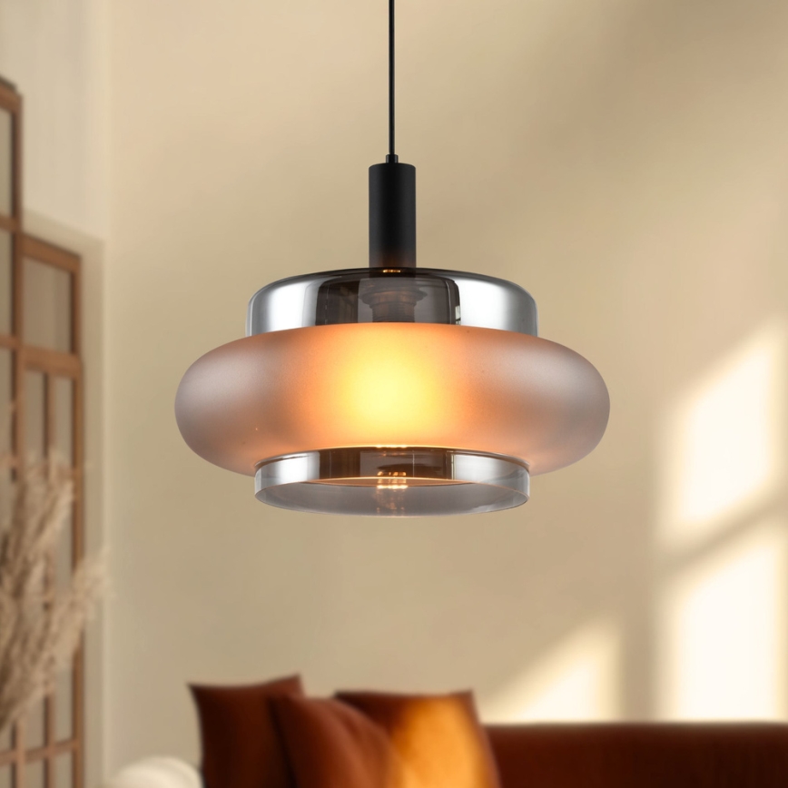 Lampada a sospensione con cavo BRIZI 1xE27/40W/230V grigio/fumé